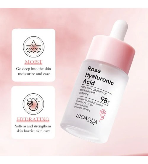 New Bioaqua Hyaluronic Acid Rose Face Serum 30ml